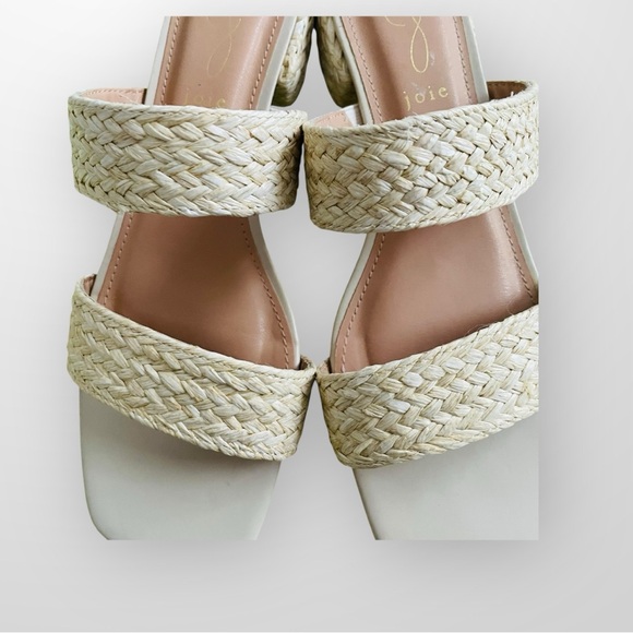 Joie Niki Natural Raffia Woven Block Heel Women's Cream Size 9  Sandals - Picture 2 of 10